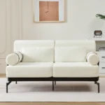 Goldoma modern loveseat with USB ports, corduroy chenille cover and wood legs