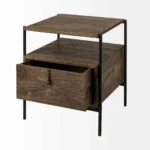Goldoma 24 inch rustic brown solid wood square end table with lower shelf