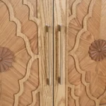 Goldoma carved flower storage cabinet with adjustable shelves for living room