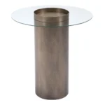 Goldoma antique gold end table with mirrored glass top and off-center storage tray in living room setting