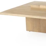 Goldoma 34" Natural Wood Coffee Table – Sturdy Rectangular Living Room Table – base detail