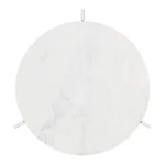White marble round end table with silver aluminum cross legs in living room setting - Goldoma 25 inch marble side table