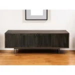 Goldoma solid wood tv stand 20 inch with enclosed storage in warm brown finish