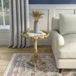 26" Beige Manufactured Wood Round End Table HMS Console Tables - Image 6