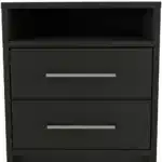 Goldoma 2-Piece King Size Farmhouse Bedroom Set in Black and Gray with Storage – base detail