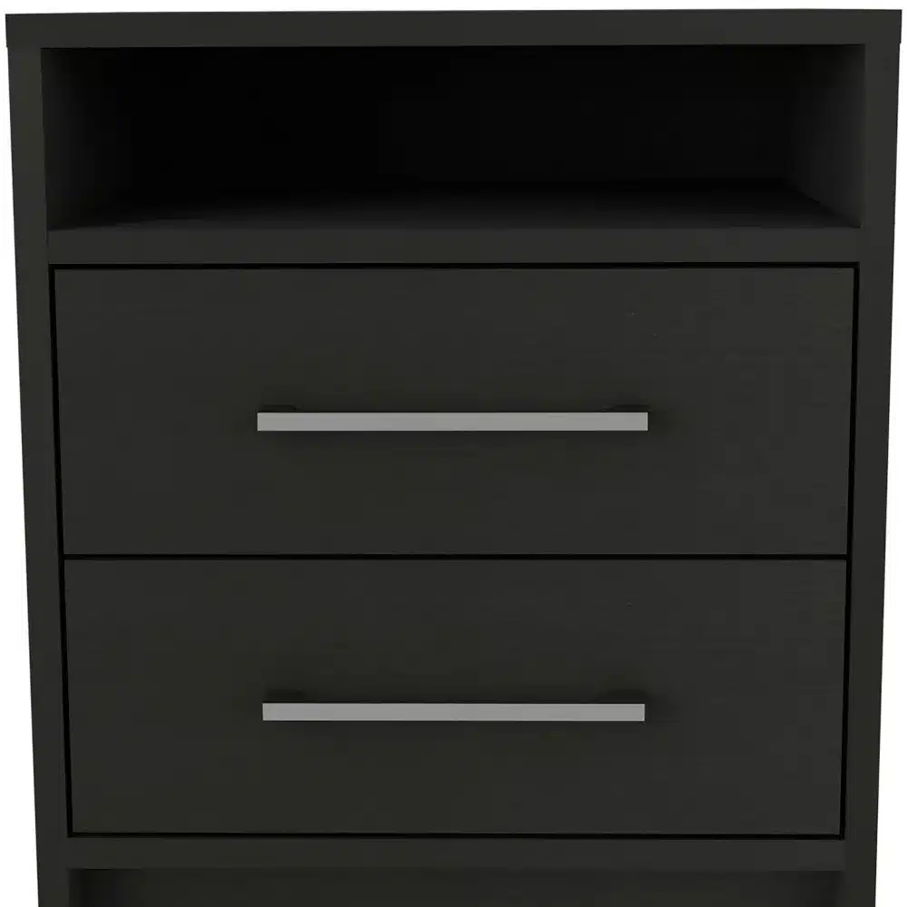 Goldoma 2-Piece King Size Farmhouse Bedroom Set in Black and Gray with Storage