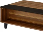 Goldoma 47 inch brown and black lift top coffee table with storage shelf in living room