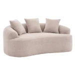 Warm Beige Convertible Corner Curved Loveseat  Compressed No Assembly Chenille Small Sofa with Memory Foam - Image 6