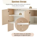 Goldoma traditional sideboard buffet cabinet 60 inch with 4 doors and adjustable shelves in apricot cream finish