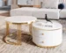 Goldoma 2-Piece White Round Nesting Coffee Table with Drawers – 27.6"