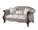 Goldoma 72" Genuine Leather Loveseat - Beige and Dark Brown Chesterfield Sofa with Toss Pillows