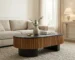 Goldoma 43.7" Elliptical Modern Coffee Table with Hidden Storage & Removable Tabletop