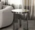 Goldoma 20" Silver and Black Faux Marble Round Mirrored End Table