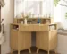Goldoma 47.2" Corner Makeup Vanity Desk with 3-Way Adjustable Lighted Mirror and Charging Station