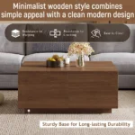 Goldoma Nordic square wooden coffee table with 4 drawers in a modern living room setting