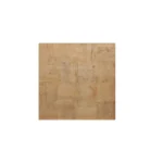 Goldoma 40" solid wood coffee table with brown top and black base, modern geometric design in a living room