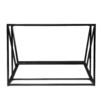 Goldoma 42-inch black glass console table with shelves in a modern entryway setting