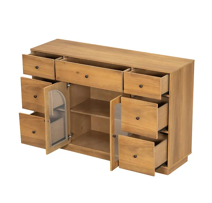 Goldoma Modern Storage Cabinet with 2 Doors and 7 Drawers - Eco-Friendly MDF Sideboard