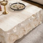 Goldoma modern minimalist rustic wood coffee table in living room