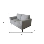 Goldoma 61-inch light gray and black linen loveseat sectional with cushion back and square arms