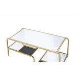 Goldoma 52" glamorous coffee table with clear and gold mirrored glass top and gold iron frame