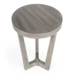 Goldoma 24 inch gray round end table with distressed finish and traditional design