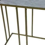 White marble end table with antiqued gold iron frame - Goldoma 26 inch accent table for living room