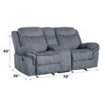 Goldoma velvet reclining loveseat with tufted back and storage armrests in a modern living room