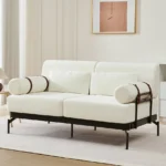 Goldoma modern loveseat with USB ports, corduroy chenille cover and wood legs