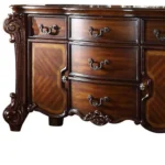 Goldoma 71 inch solid wood dresser with 5 drawers in Scandinavian style – cherry finish