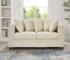 Goldoma Modern Convertible Velvet Loveseat Sofa with Tufted Back and Silver Nailheads - Apricot