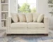 Goldoma Modern Convertible Velvet Loveseat Sofa with Tufted Back and Silver Nailheads - Apricot