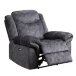 Goldoma 41" Granite Gray Power Recliner with Massage and Extendable Footrest – close-up detail