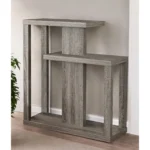 Goldoma 32-inch taupe free-form console table in living room with decorative items