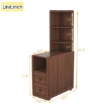 Goldoma adjustable end table with drawer and open shelf in natural rosewood finish