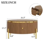 Goldoma round coffee table with two drawers in brown eco-friendly wood
