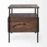 Goldoma 24 inch rustic brown solid wood square end table with lower shelf