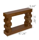 Goldoma solid wood console table with storage and warm natural finish in entryway