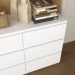 Goldoma 9-drawer solid wood chest with modern no-handle design in white, ideal for bedroom storage