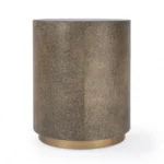 Goldoma 24-inch gold rectangular end table with distressed finish placed next to a sofa in a living room