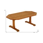Goldoma 19 inch brown solid teak wood hexagonal coffee table in a living room