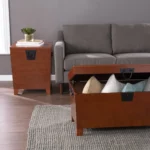24" HMS Brown Solid Wood Square End Table Console Tables - Image 4