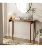 Goldoma Walnut Wood Thin Console Table – slim space-saving entryway table in walnut finish
