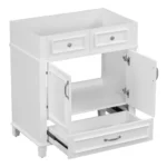 Goldoma 30-Inch Vintage White Solid Wood Bathroom Vanity – No Top, Soft Close – side view