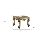 Goldoma 26 inch gold patina square end table in living room setting with elegant finish