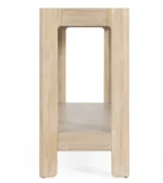 Modern farmhouse console table in natural oak finish with spacious tabletop, perfect for entryway or living room decor