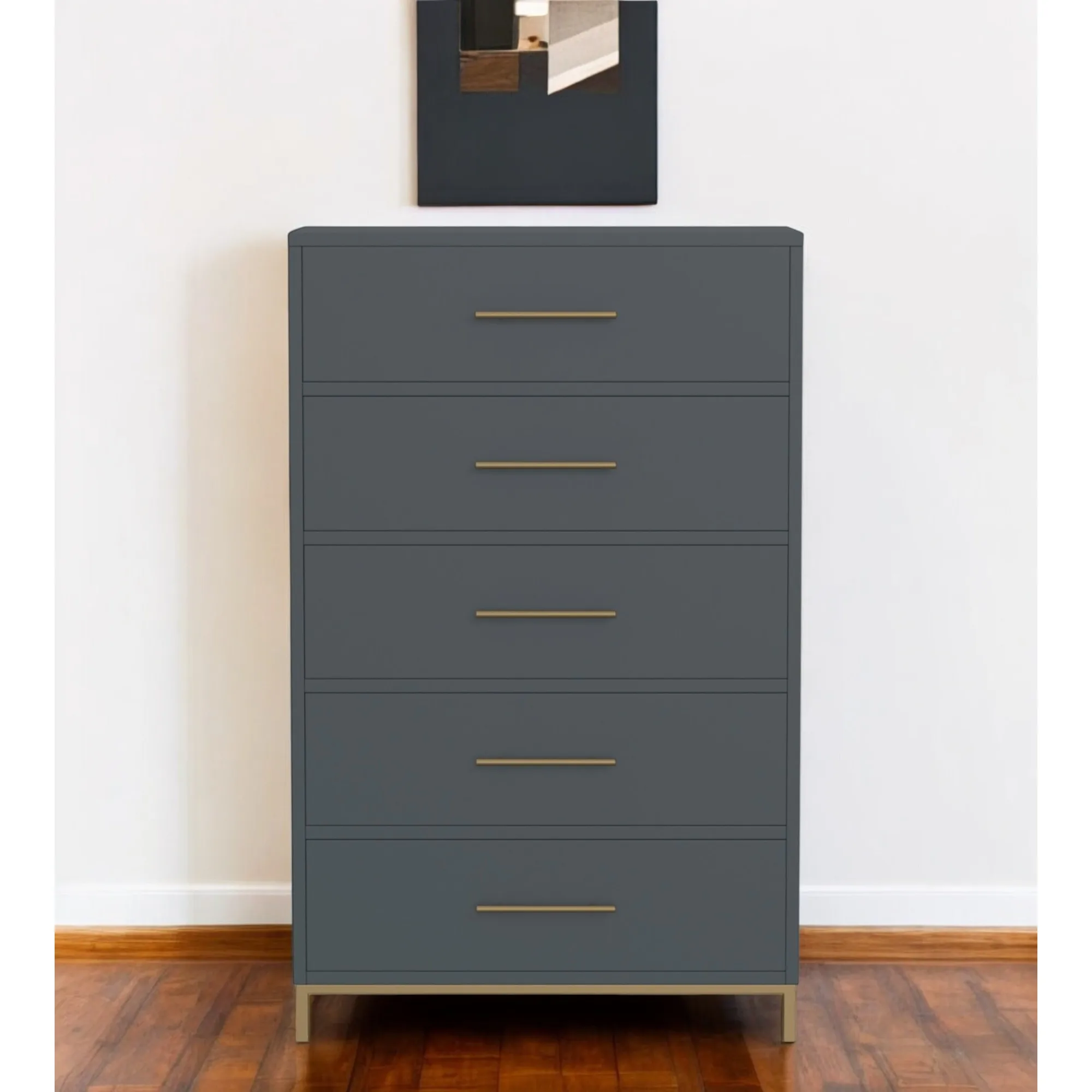 Goldoma 33-Inch 5-Drawer Dresser Gray Solid Wood for Bedroom Goldoma 33-Inch 5-Drawer Dresser Gray Solid Wood for Bedroom