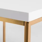 Goldoma 35-inch white and gold square coffee table with wood top and metal frame in modern living room