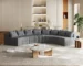 Goldoma Corduroy Curved Sectional Sofa Set with 8 Pillows – Modular Convertible Sofa Bed