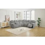 Goldoma Corduroy L-Shape Modular Sofa with Wireless Charger - modern sectional sofa in living room